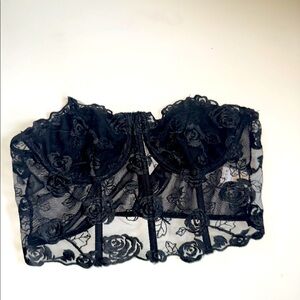 Look Sky Black Rose Mesh Corset Top – Size L
